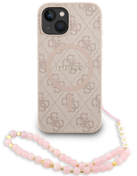 iPhone 14 Guess - 253 - LEATHER RING STRAP MAGSAFE -pink