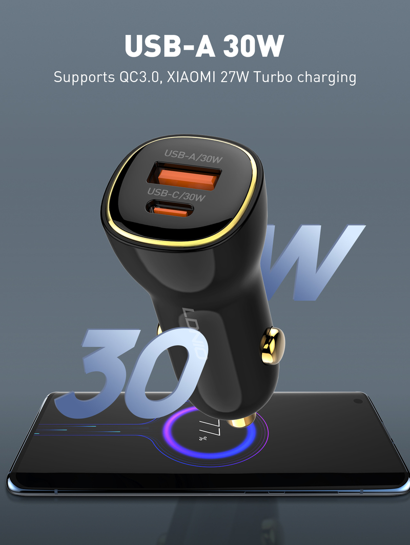 LDNIO C103 30W A + C autós töltő adapter