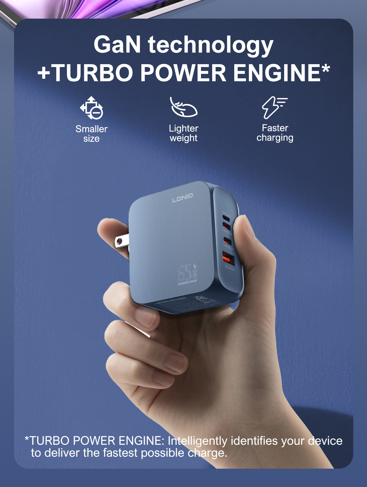 LDNIO Q7 65W A + C + L hálózati töltő adapter