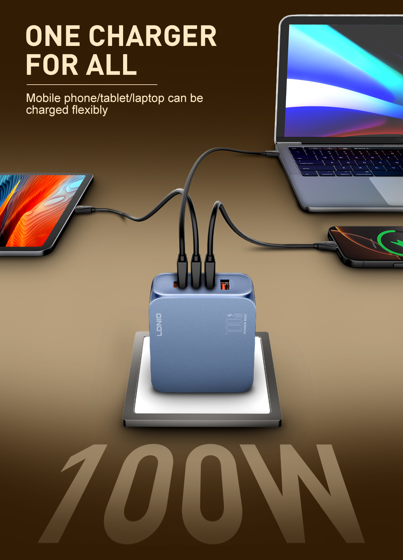 LDNIO Q8 100W A + C + L hálózati töltő adapter