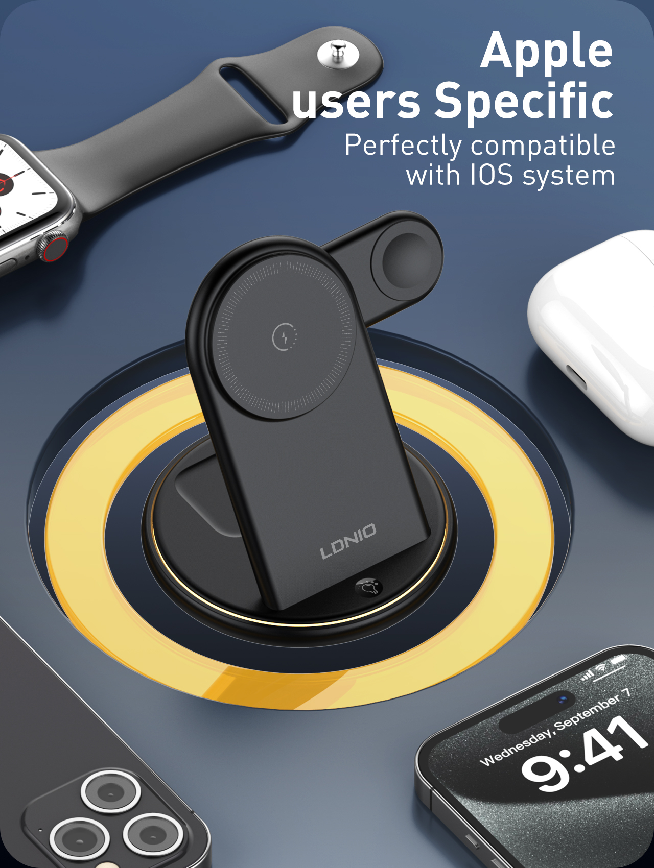 LDNIO WL02 5in1 15W wireless töltő
