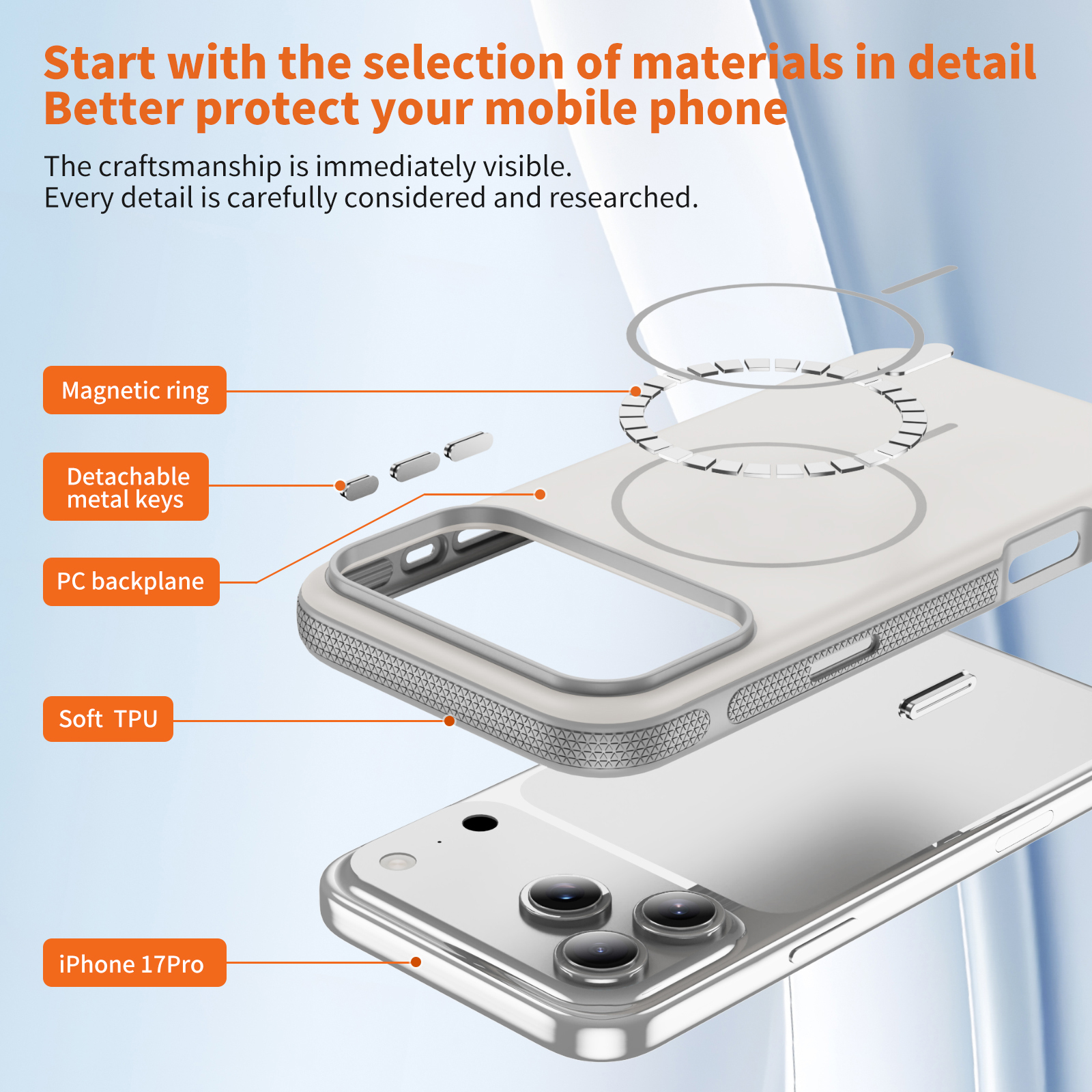 PASTEL MATTE iPhone 15 Pro white + grey